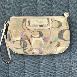 Coach Beige and Multicolor Wristlet